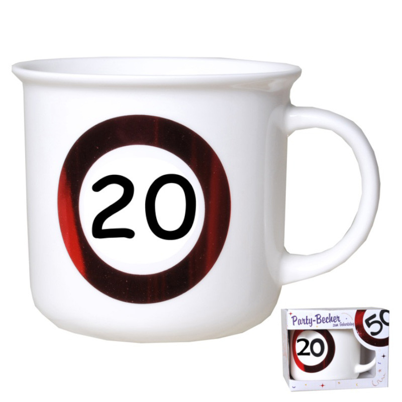 Udo Schmidt Becher Jahreszahl 20 Porzellan 350 ml originelle Geburtstags-Tasse zum 20 Geburtstag